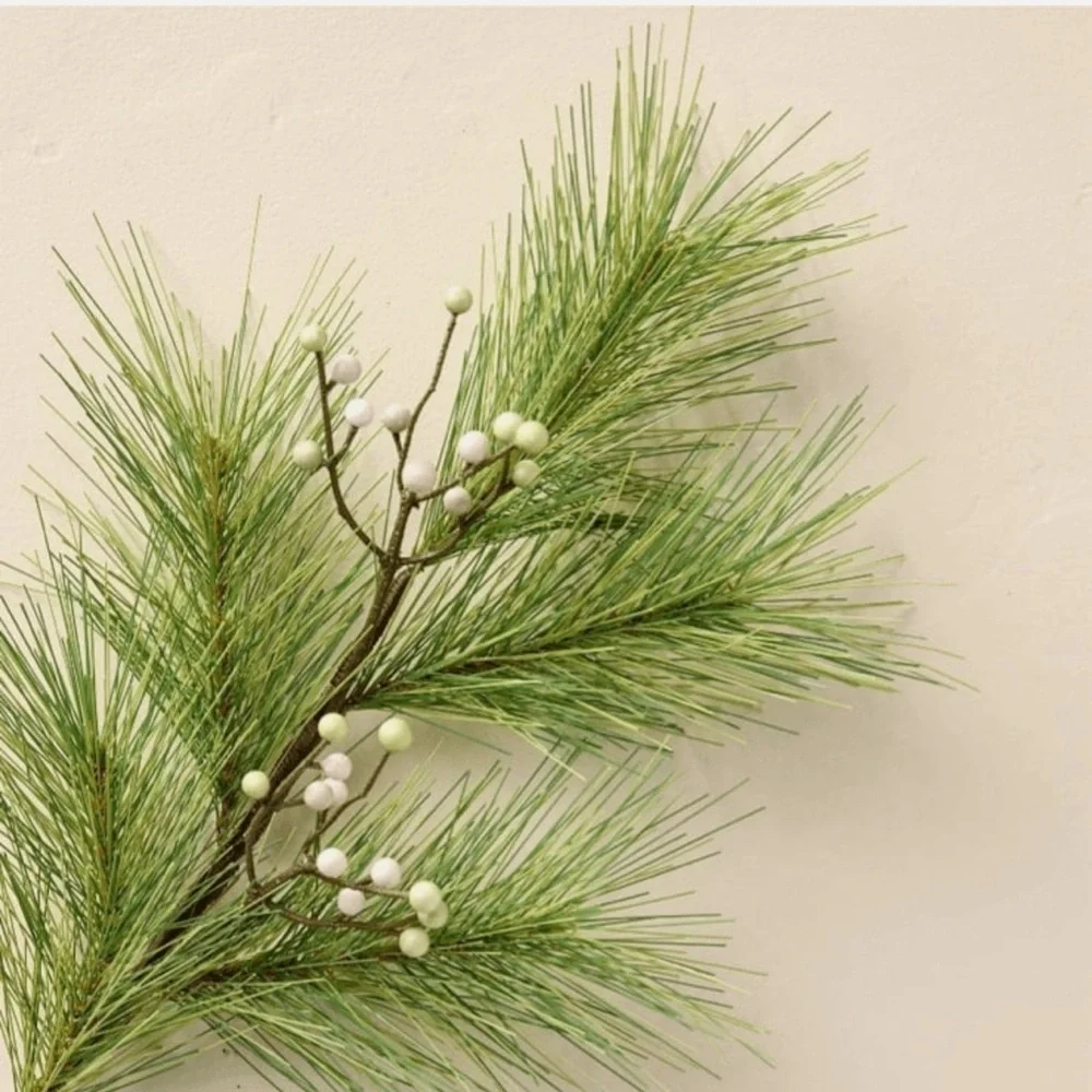 NWT 25” Hearth&Hand Faux Long Pine Needle and Snowberry stems